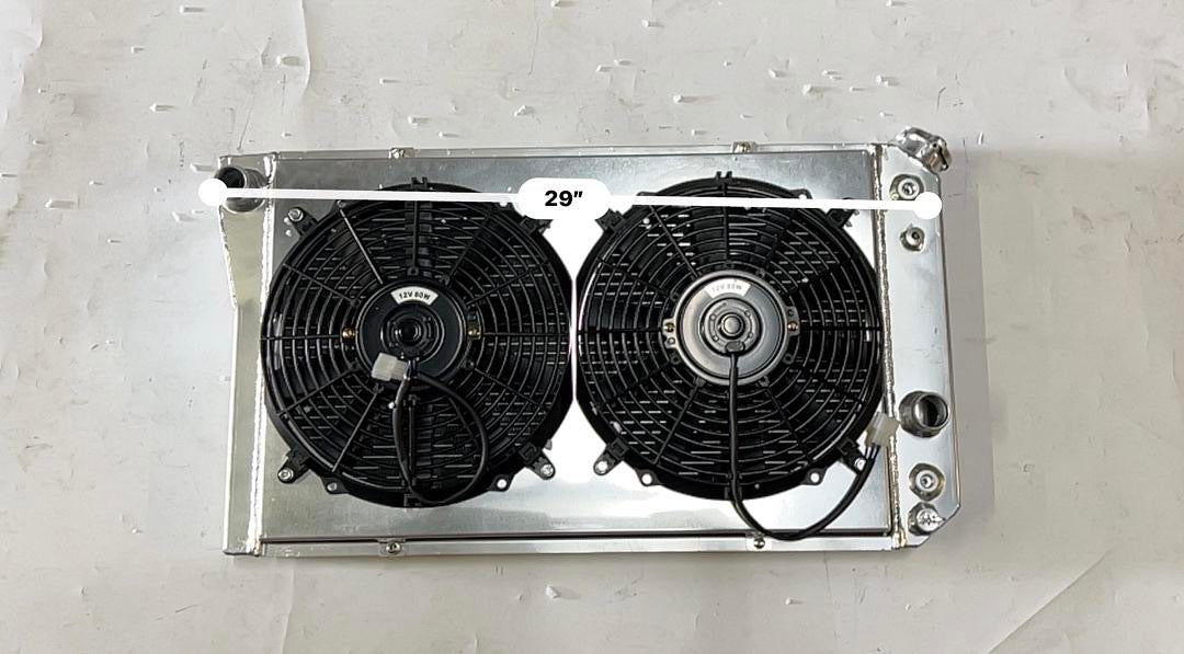 3-Row Radiator with 12" Fan Shroud Compatible with 1982-2002 S10/S-10 Blazer, 1984-1990 Corvette RA+FS-S10V882-3