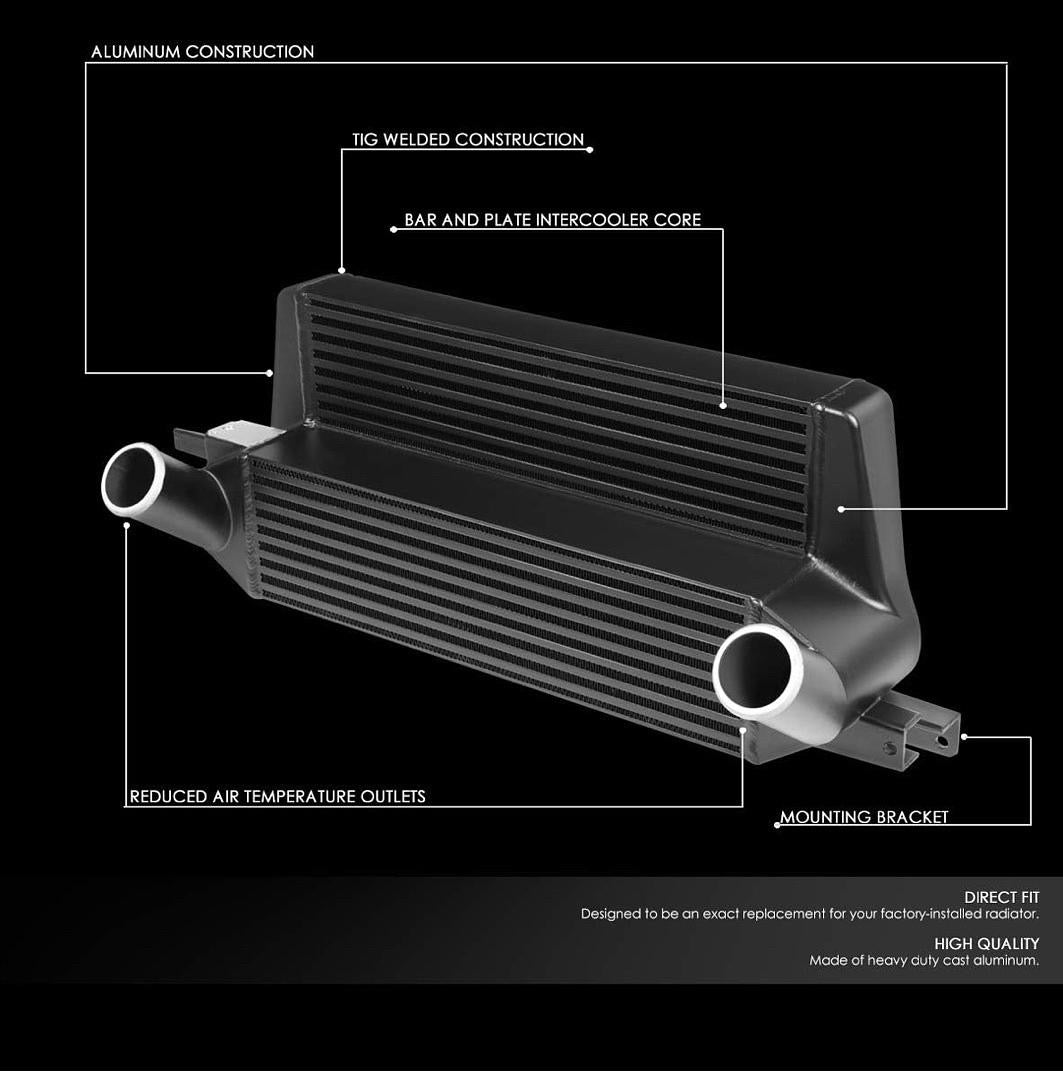 Eco boost black turbo intercooler 15-19 ford mustang Boitcl-fm15-t2-bk