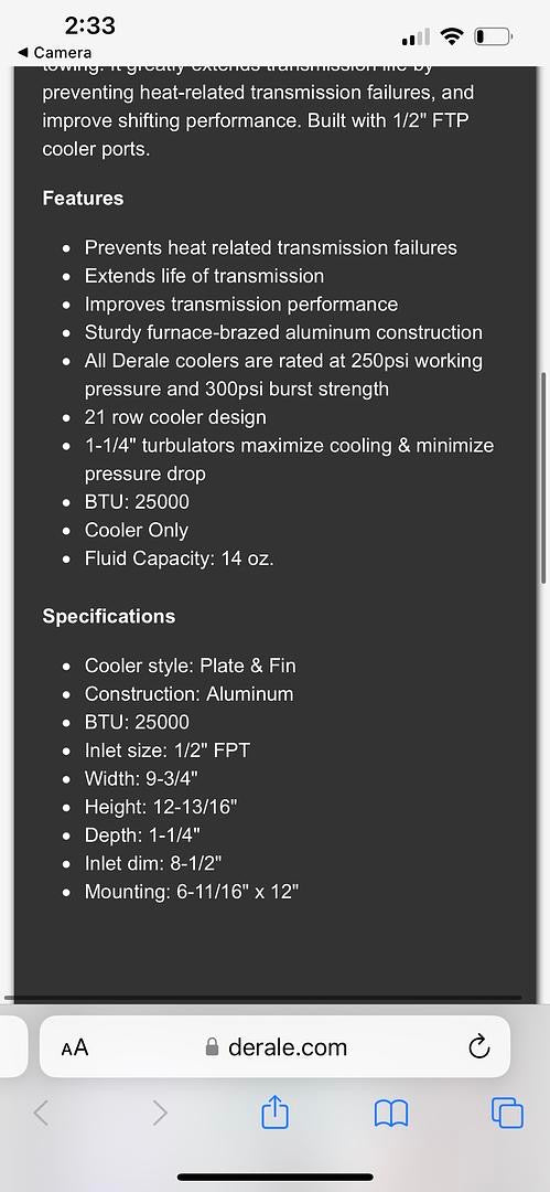 Derale 9000 Series Fin and Plate Transmission Coolers