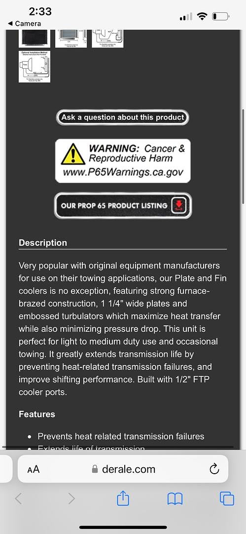 Derale 9000 Series Fin and Plate Transmission Coolers