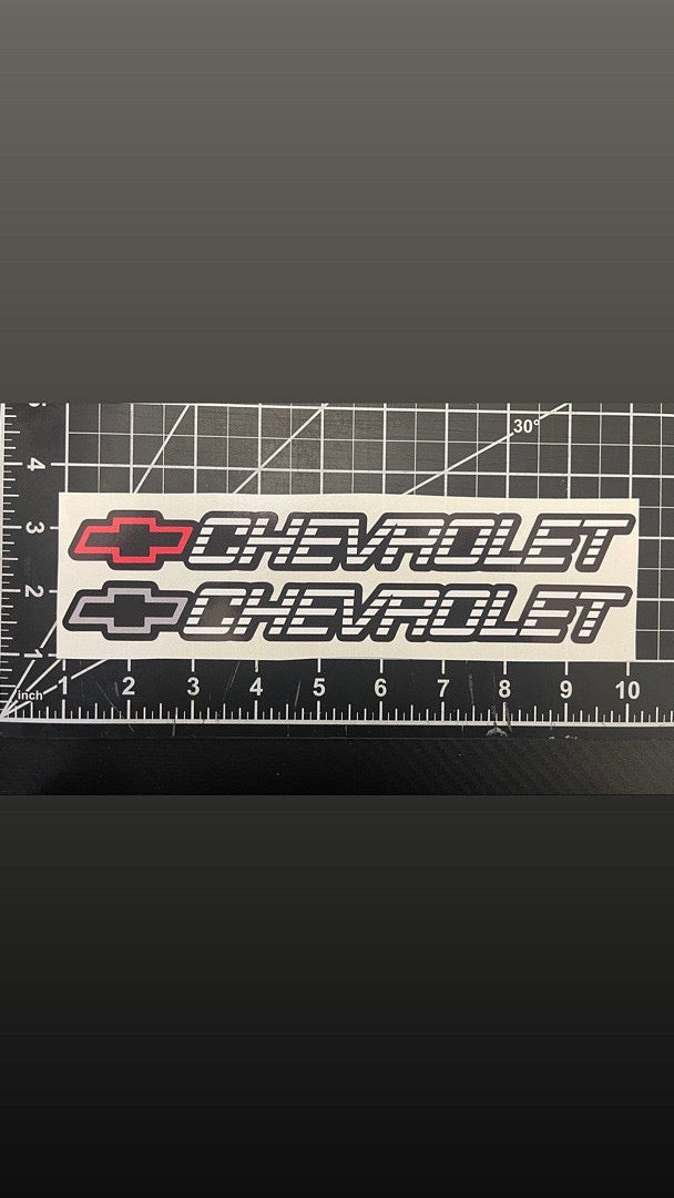 10x1 inches 2 piece c/k style chevrolet chevy sticker decal red and gray