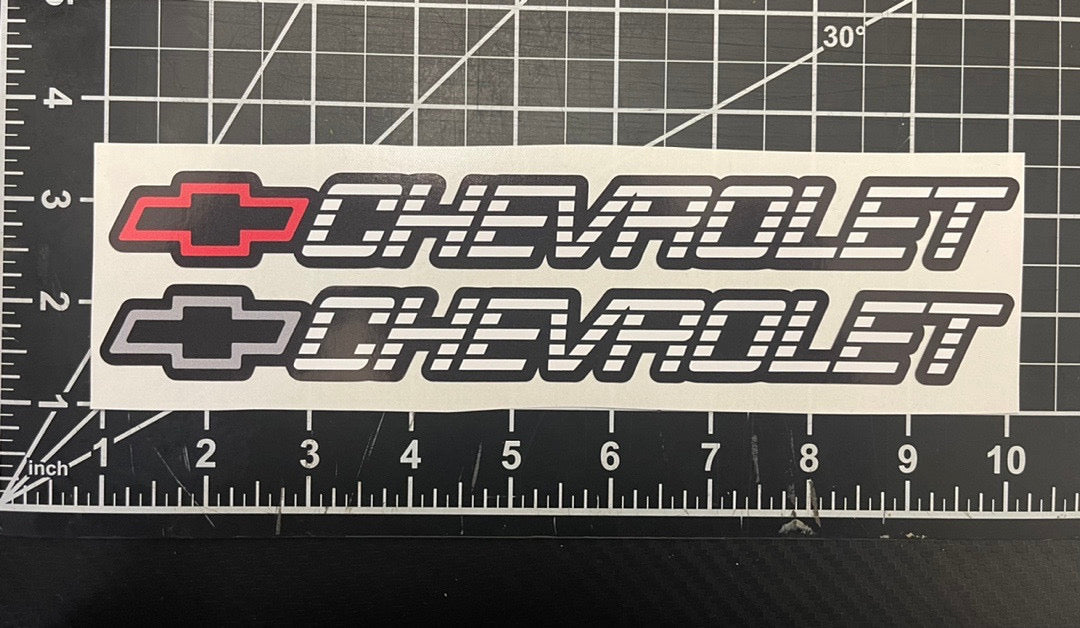 10x1 inches 2 piece c/k style chevrolet chevy sticker decal red and gray