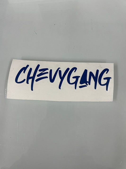 5x1.5 inch blue “chevy gang” vynil decal 1 pcs