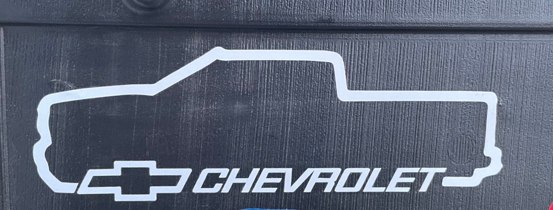 8x2.5 inch white chvrolet truck Decal vynil (4x9 for shipping