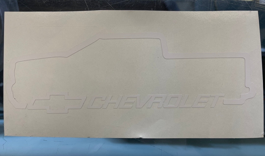 8x2.5 inch white chvrolet truck Decal vynil (4x9 for shipping