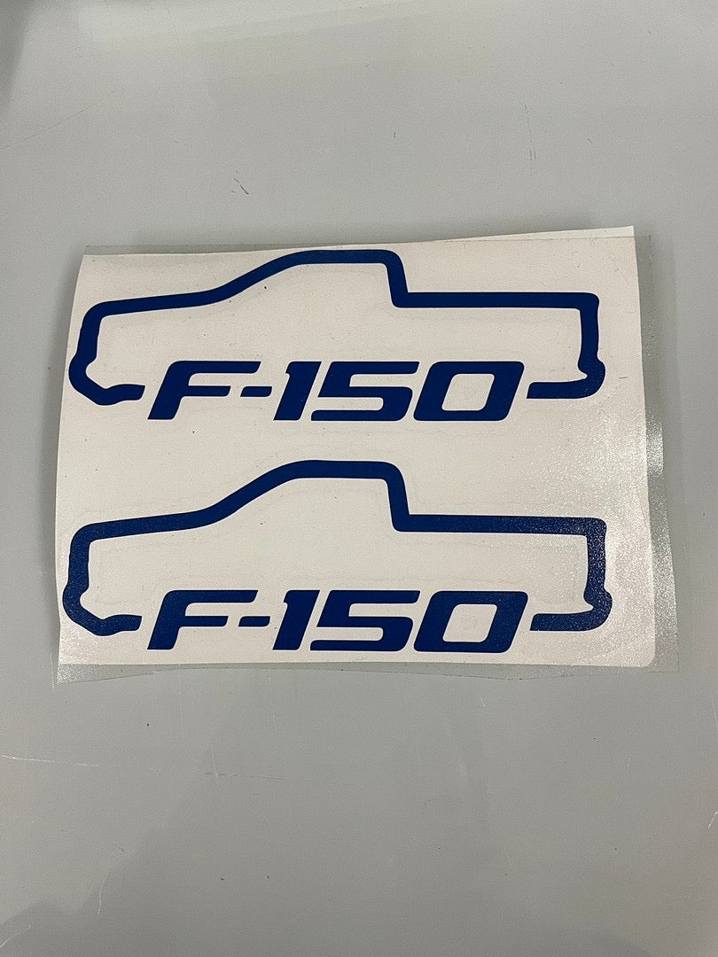 5.5x2 inch “f-150” blue truck cutout decal vynil 2pcs (11.5x4.5 for shipping)