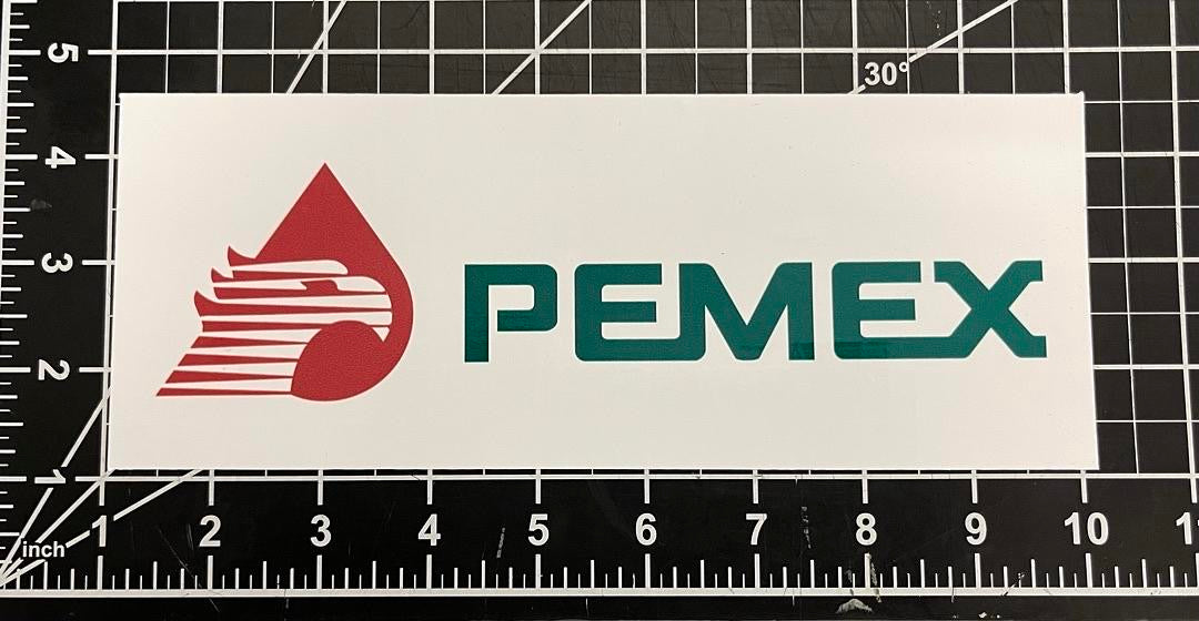 9x3.5 inches white green and red Pemex sticker adhesive vinyl