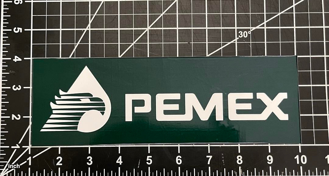 9x3.5 inches green and white pemex sticker adhesive vinyl