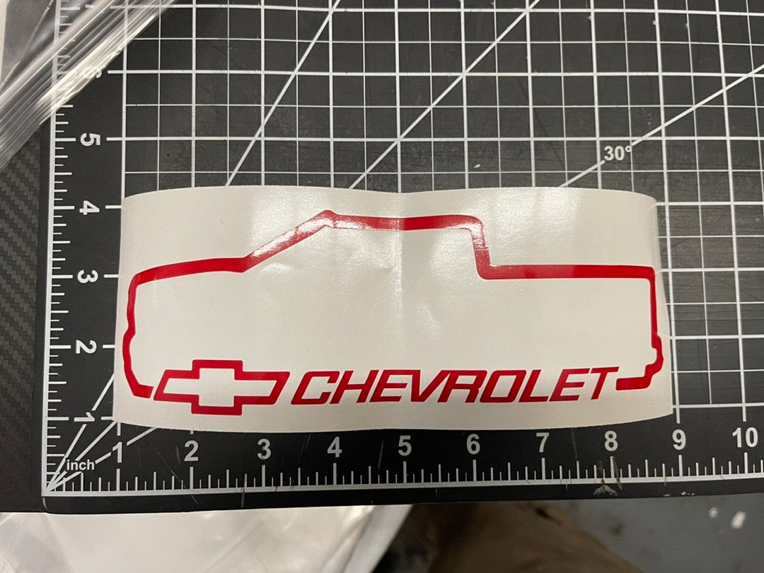 8x2.5 inch Red chvrolet truck Decal vynil (4x9 for shipping)