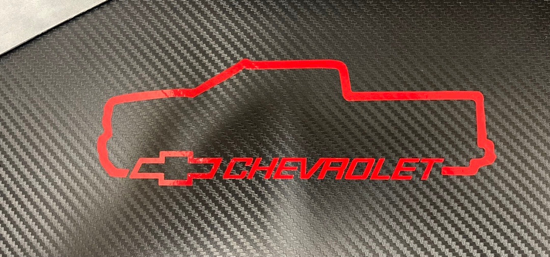 8x2.5 inch Red chvrolet truck Decal vynil (4x9 for shipping)