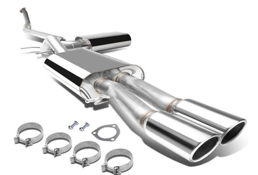 4" Dual Round Muffler Tip Catback Exhaust System 97-01 Audi A4 3DR/4DR 1.8L Turbo FWD CBE-AUDIA497-F-18L