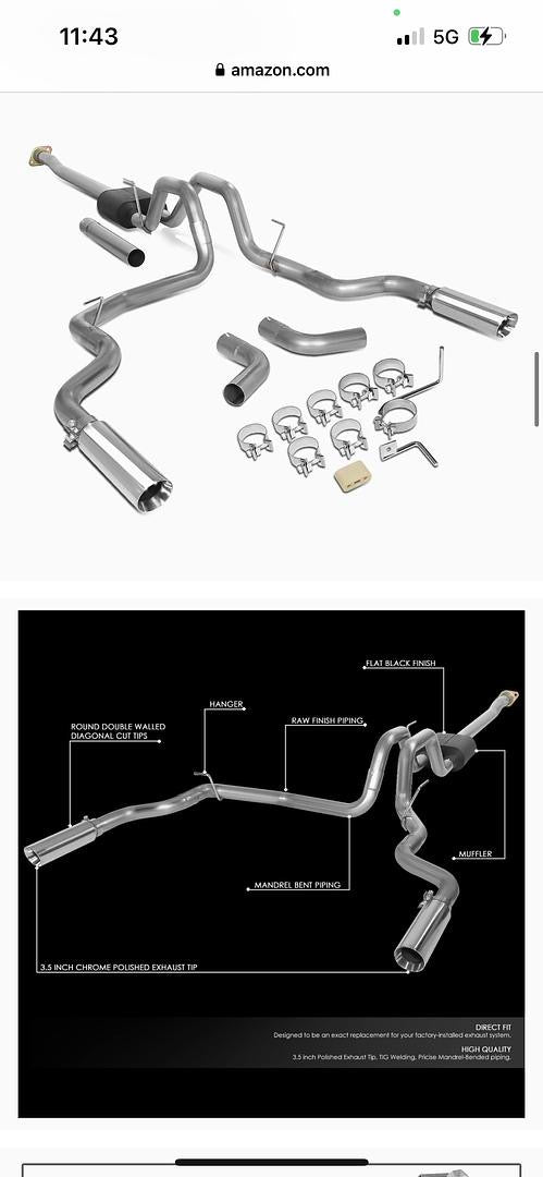 3.5" Stainless Steel Cat-Back Exhaust System Compatible with F-150 2.7L 3.5L 5.0L 15-20, Excludes Standard Cab Models 6.5' Bed CBE-UR-017