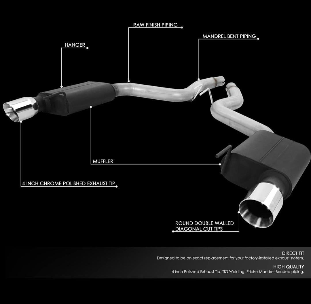 4 Inches Oval Style Muffler Axle-Back Exhaust Systems 2015-2017 Ford Mustang GT 5.0L CBE-UR-007