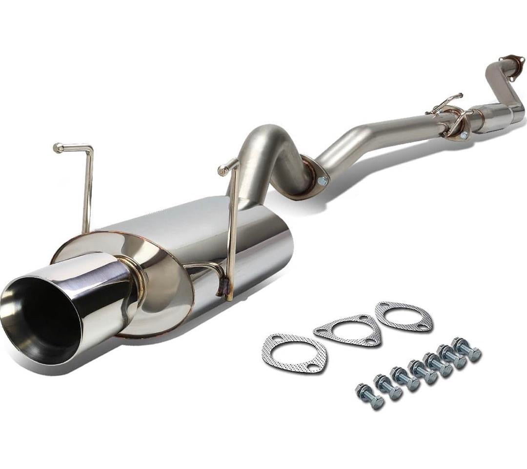 Stianless Steel 4-inch Rolled Tip Oval Muffler Catback Exhaust System - Rolled Tip 02-05 Honda Civic Si CBE-OE-HC02SI-NRT