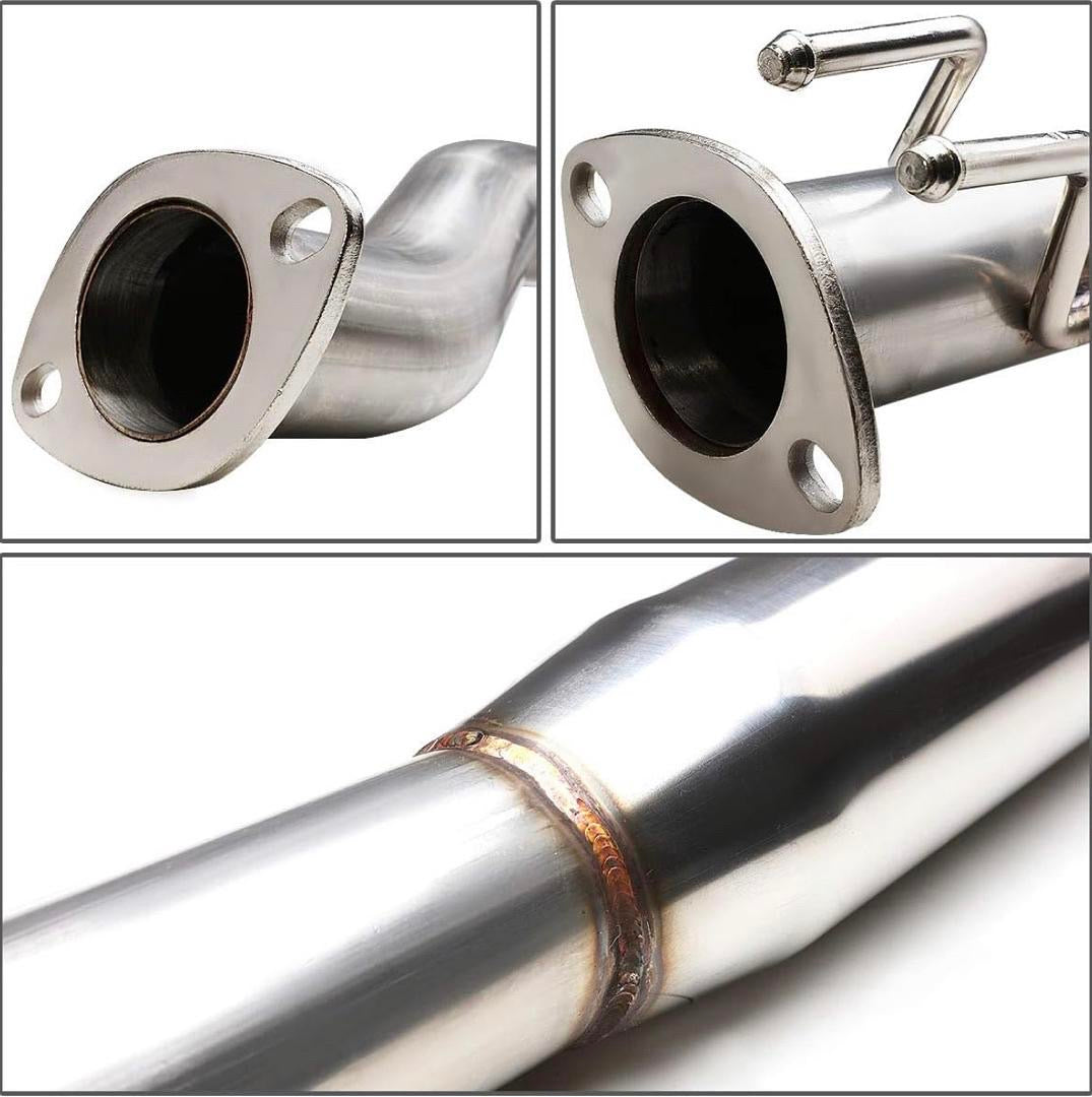 Stianless Steel 4-inch Rolled Tip Oval Muffler Catback Exhaust System - Rolled Tip 02-05 Honda Civic Si CBE-OE-HC02SI-NRT