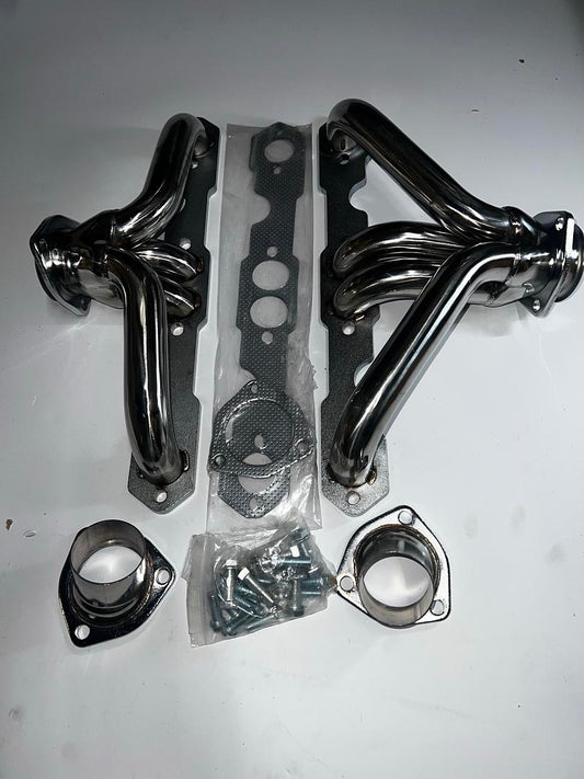 Tri-5 Shorty Exhaust Headers - Stainless Steel 55-57 Chevy Small Block SBC 265 283 HDS-SBC-TR15