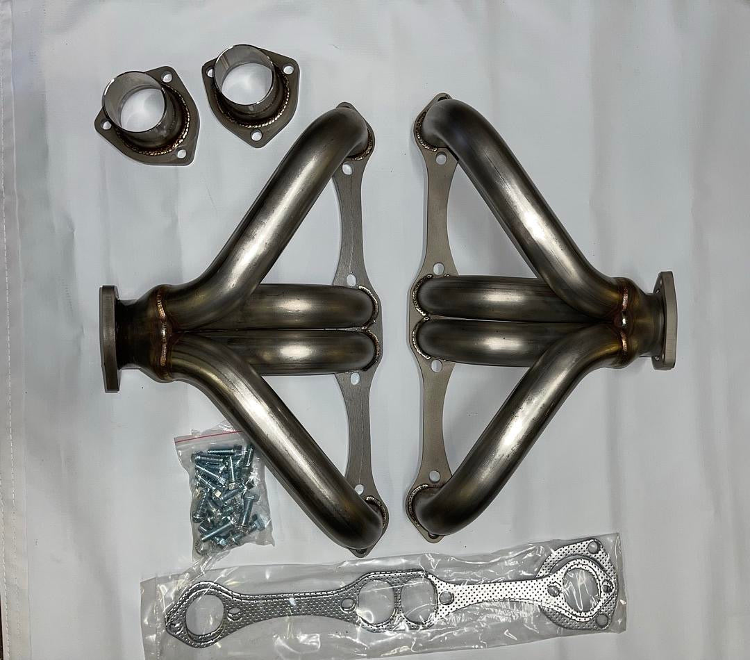 Exhaust Header - Stainless Steel 23-49 Street Rod W/Chevy SBC Angle Plug Heads J2-HD-NPO-043