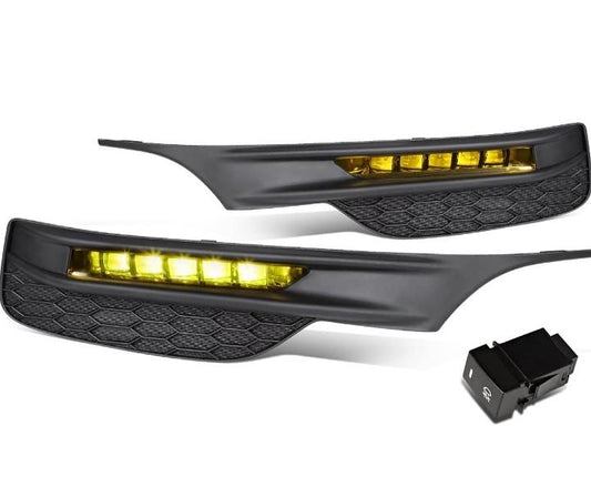 Front Bumper LED Fog Light Lamp+Bezel+Switch Amber Lens 2016 to 2017 Honda Accord Fl-ztl-257-am