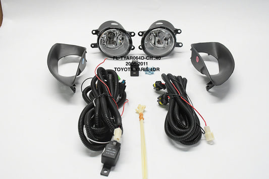 Chrome Fog Light With Switch Driver & Passenger Side Enhanced visibility 06-11 Yaris 4-Door Sedan luz antiniebla con interruptor FL-TYAR064D-CH