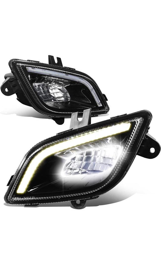 Black Clear Pair of Full LED Reflector 3D Light Bar Fog Lights luz antiniebla 2018-2022 Freightliner Cascadia FL-HAY-011-BK