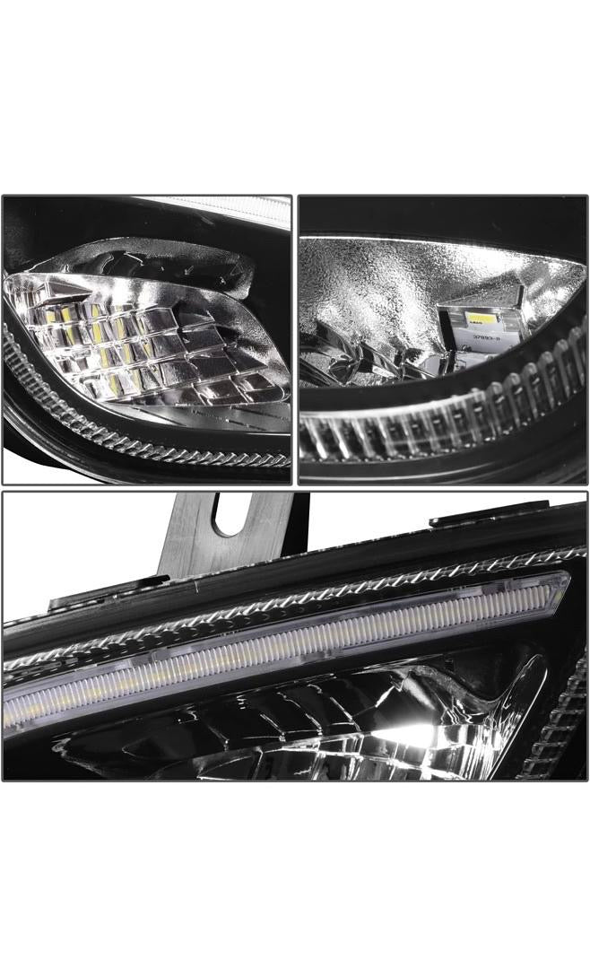 Black Clear Pair of Full LED Reflector 3D Light Bar Fog Lights luz antiniebla 2018-2022 Freightliner Cascadia FL-HAY-011-BK