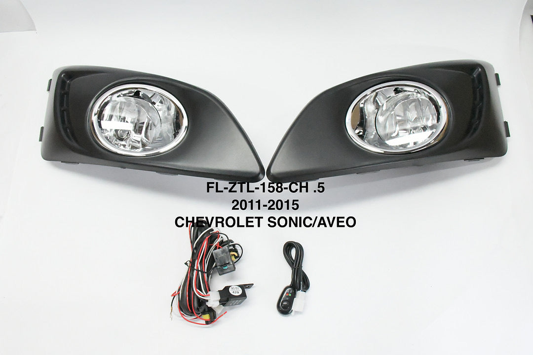 Front Bumper Chrome Fog Lights Driver & Passenger Side Enhance visibility luz antiniebla parachoque delantero cromados 11-15 Chevy Sonic / 12-15 Aveo FL-ZTL-158-CH